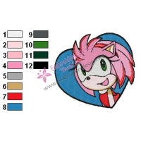 Amy Rose Sonic Embroidery Design 16